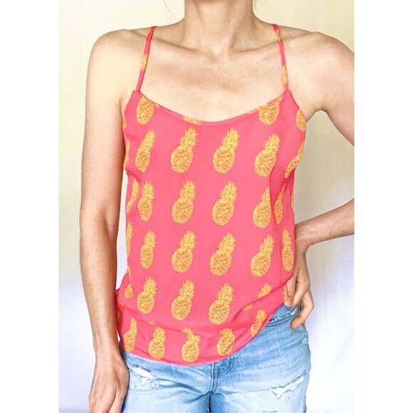 J. Crew Pineapple Racerback Strappy Neon Tank Size 4 EUC!!! - Picture 1 of 5